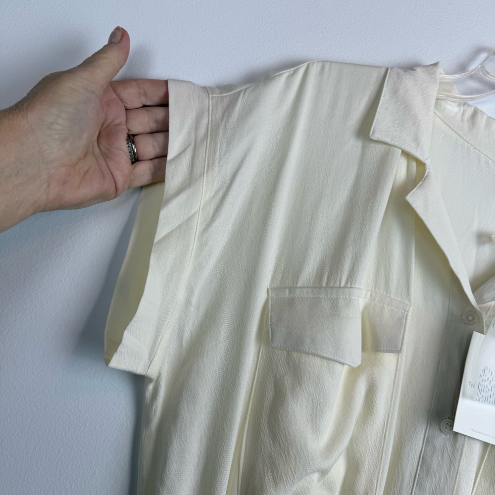 NWT Thread & Supply Maya Cream Dress Button Front Elastic Waist Size L - Picture 12 of 17